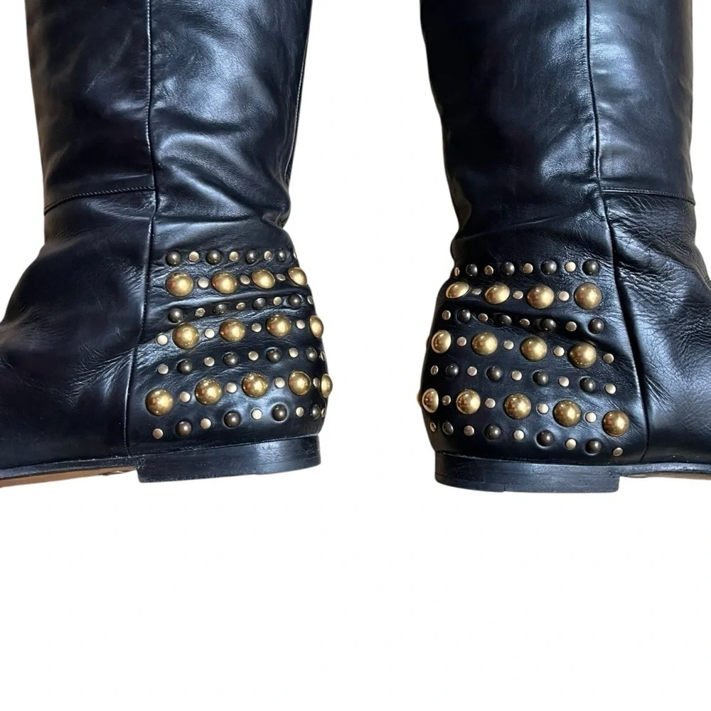 GUCCI Babouska Studded Knee High Tall Leather Boots